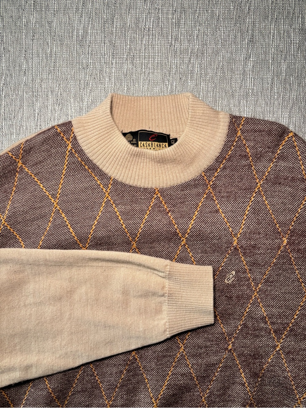 Casablanca Premium 100% Wool Argyle Sweater Size 42